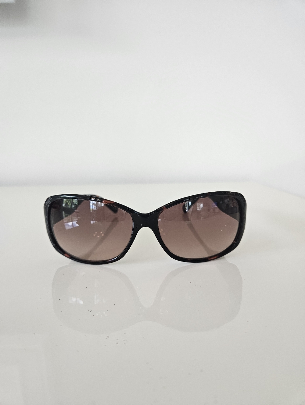 Coach Black Women's Oversized Sunglasses with Brown Gradient Lenses